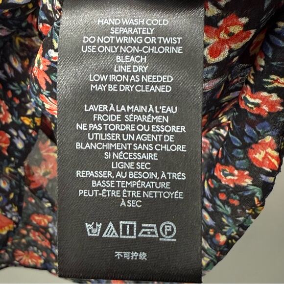 By Anthropologie Helene Black Floral Ruffled Chiffon Semi Sheer Tunic Dress Med. - Picture 15 of 16